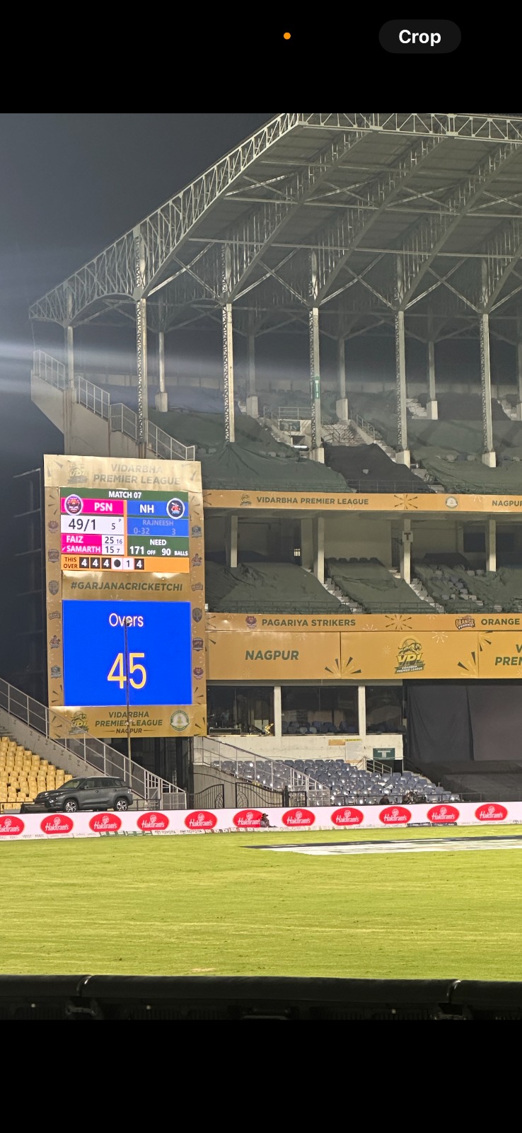 Vidarbha Premier League — outdoor stadium LED scoreboard, Nagpur